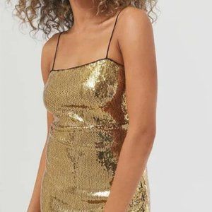 Urban Outfitters Gold Sequin Jenny Mini Dress